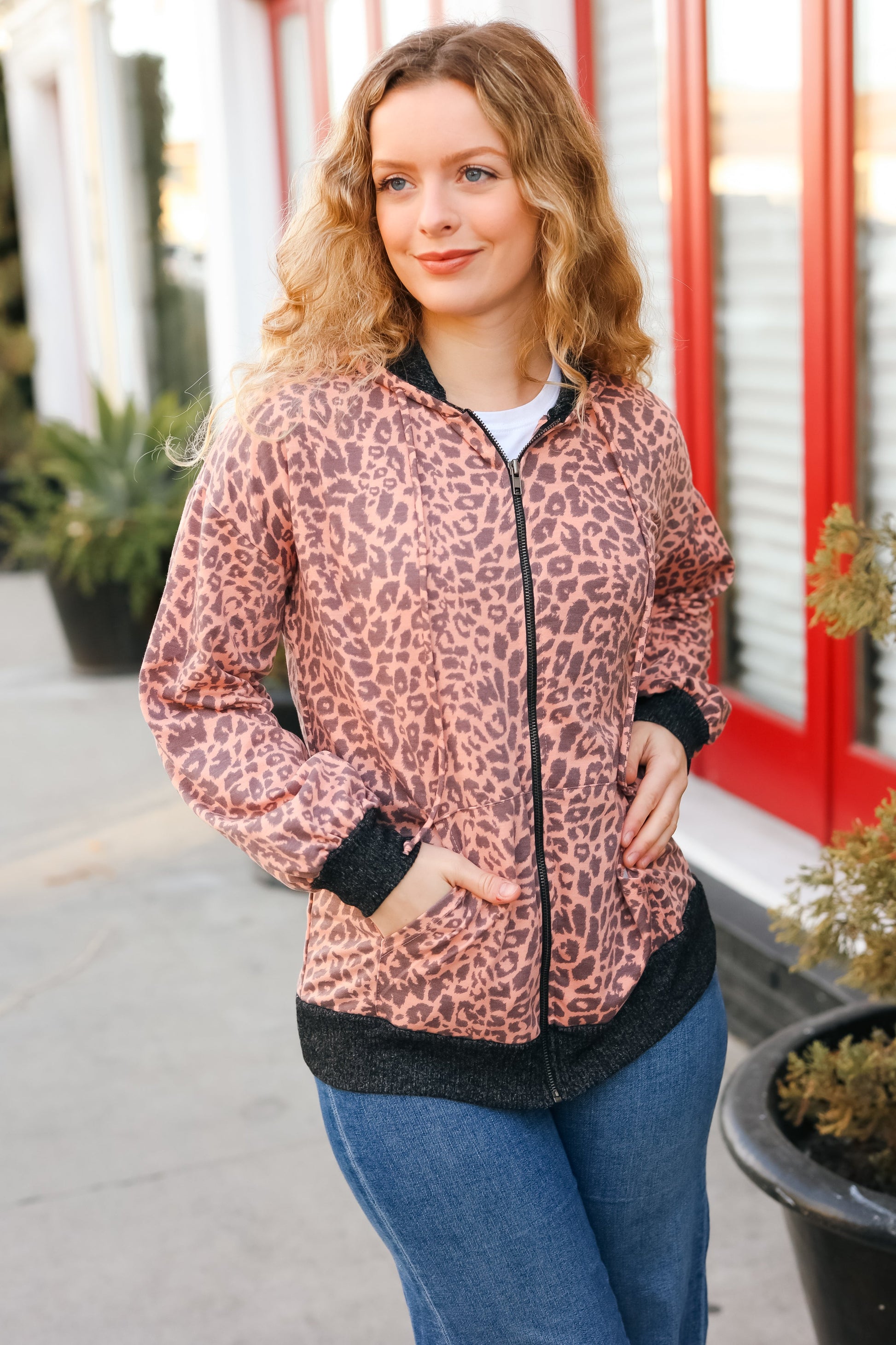 Feeling Bold Animal Print French Terry Zip Up Hoodie - Luxe Mod 