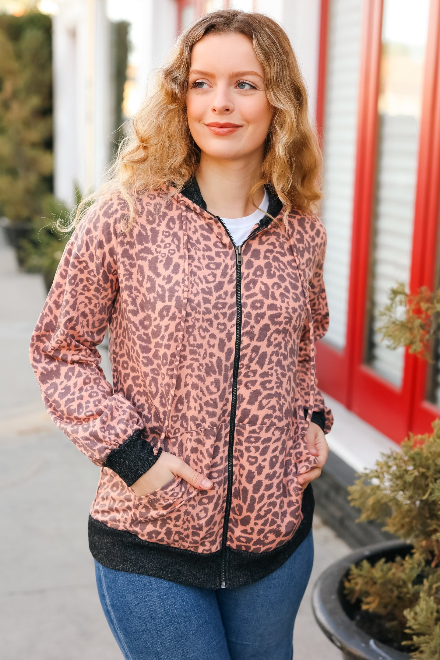 Feeling Bold Animal Print French Terry Zip Up Hoodie - Luxe Mod 