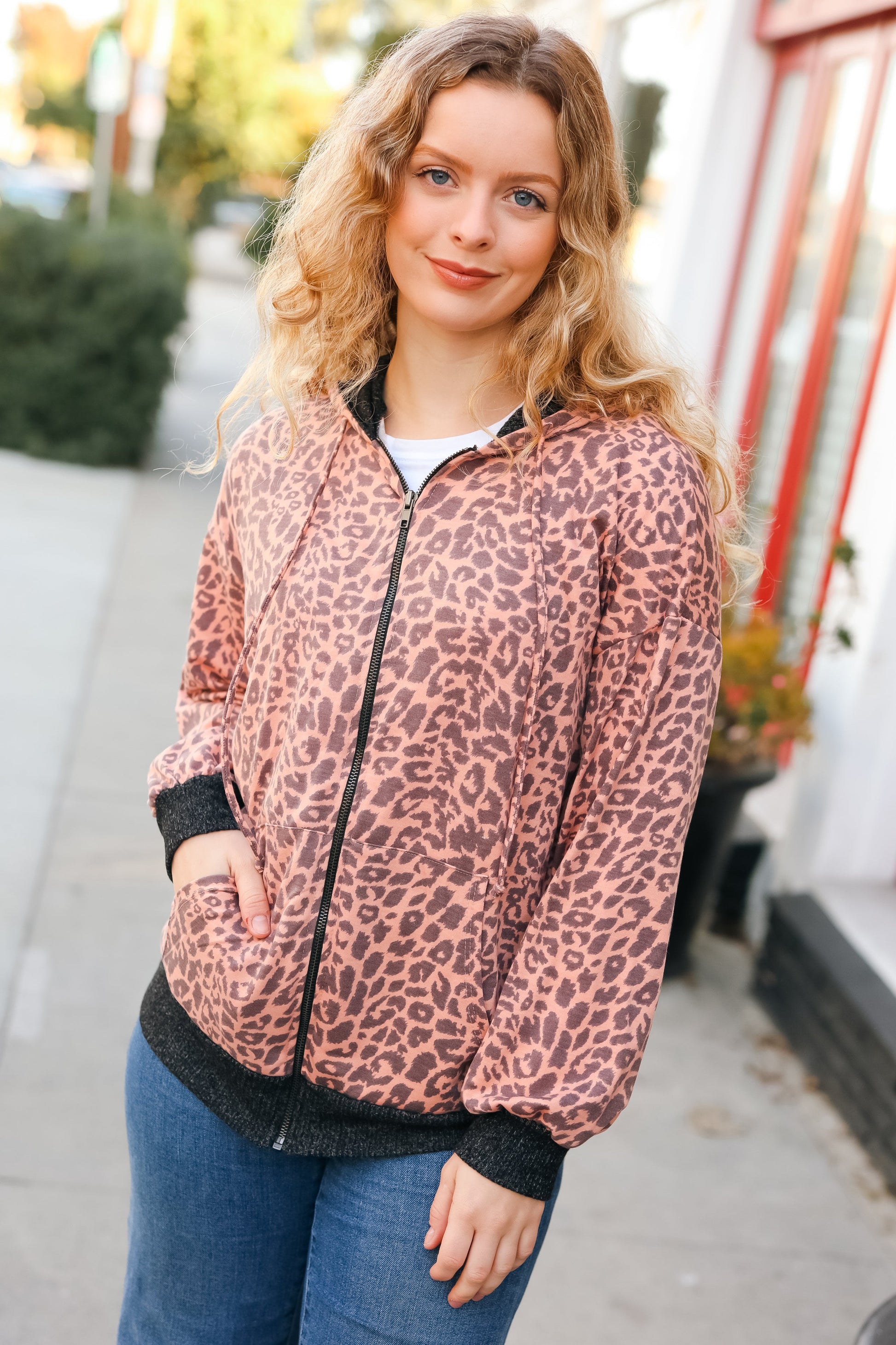 Feeling Bold Animal Print French Terry Zip Up Hoodie - Luxe Mod 