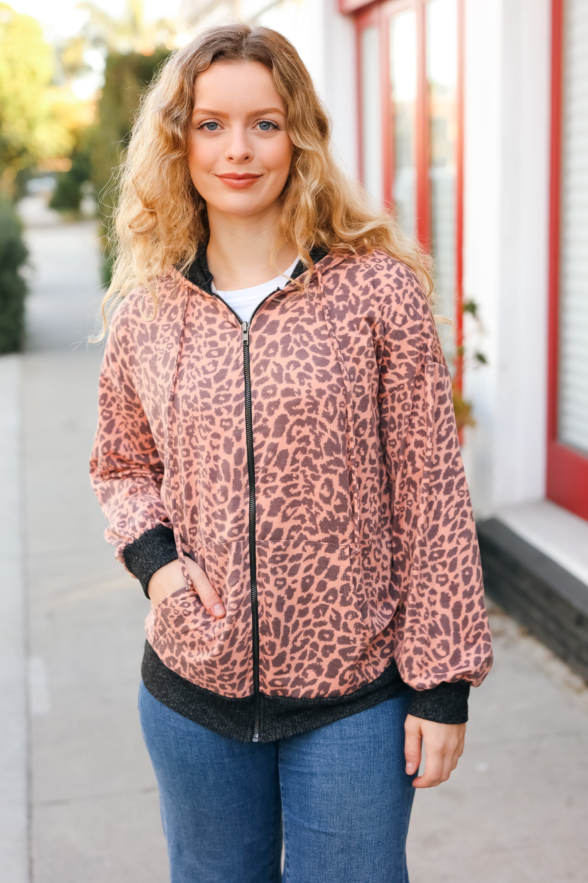 Feeling Bold Animal Print French Terry Zip Up Hoodie - Luxe Mod 