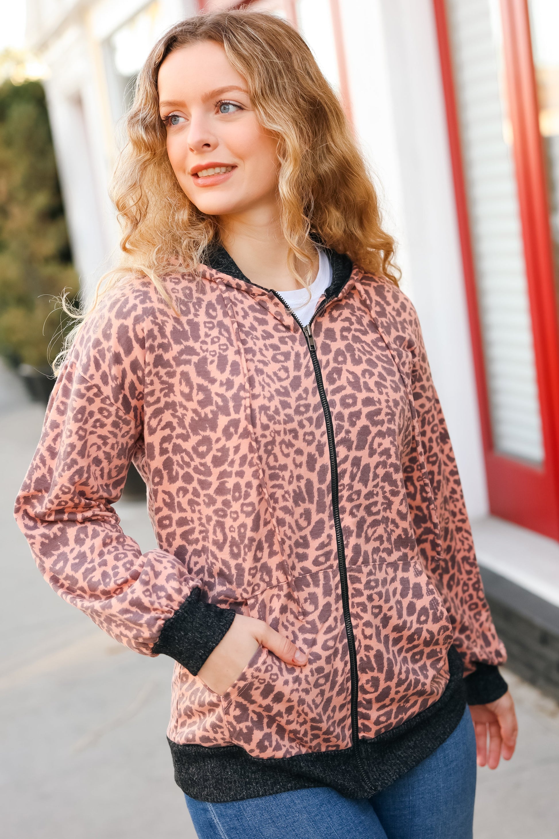 Feeling Bold Animal Print French Terry Zip Up Hoodie - Luxe Mod 