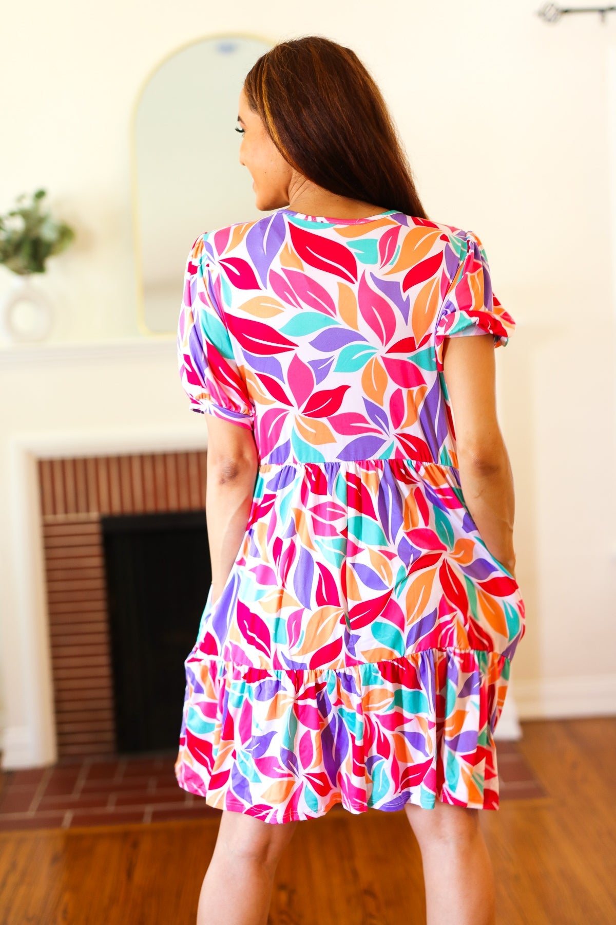 Feel Your Best Multicolor Floral Tiered Front Tie Pocketed Dress - Luxe Mod 