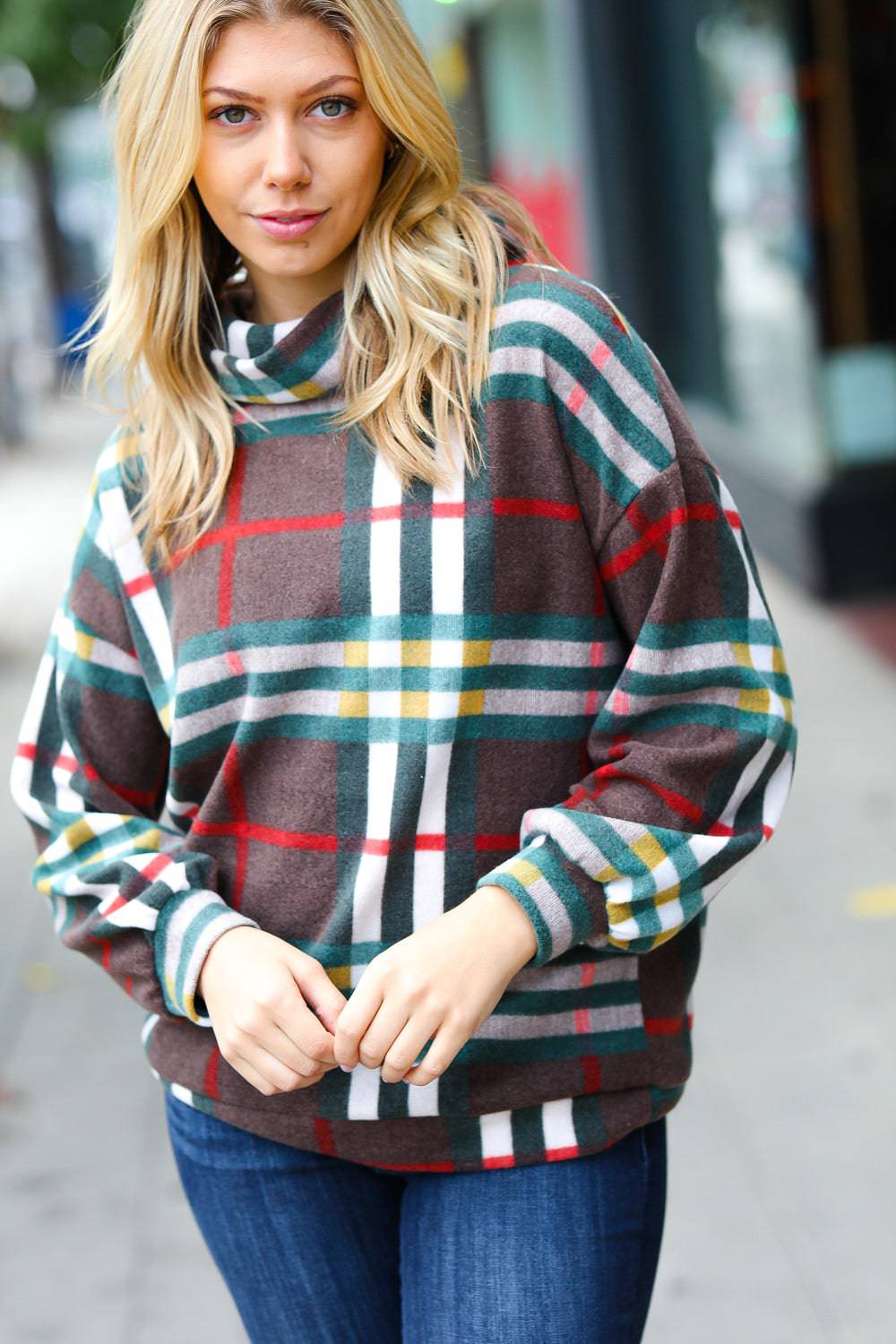 Embrace The Joy Multicolor Plaid Turtleneck Sweater