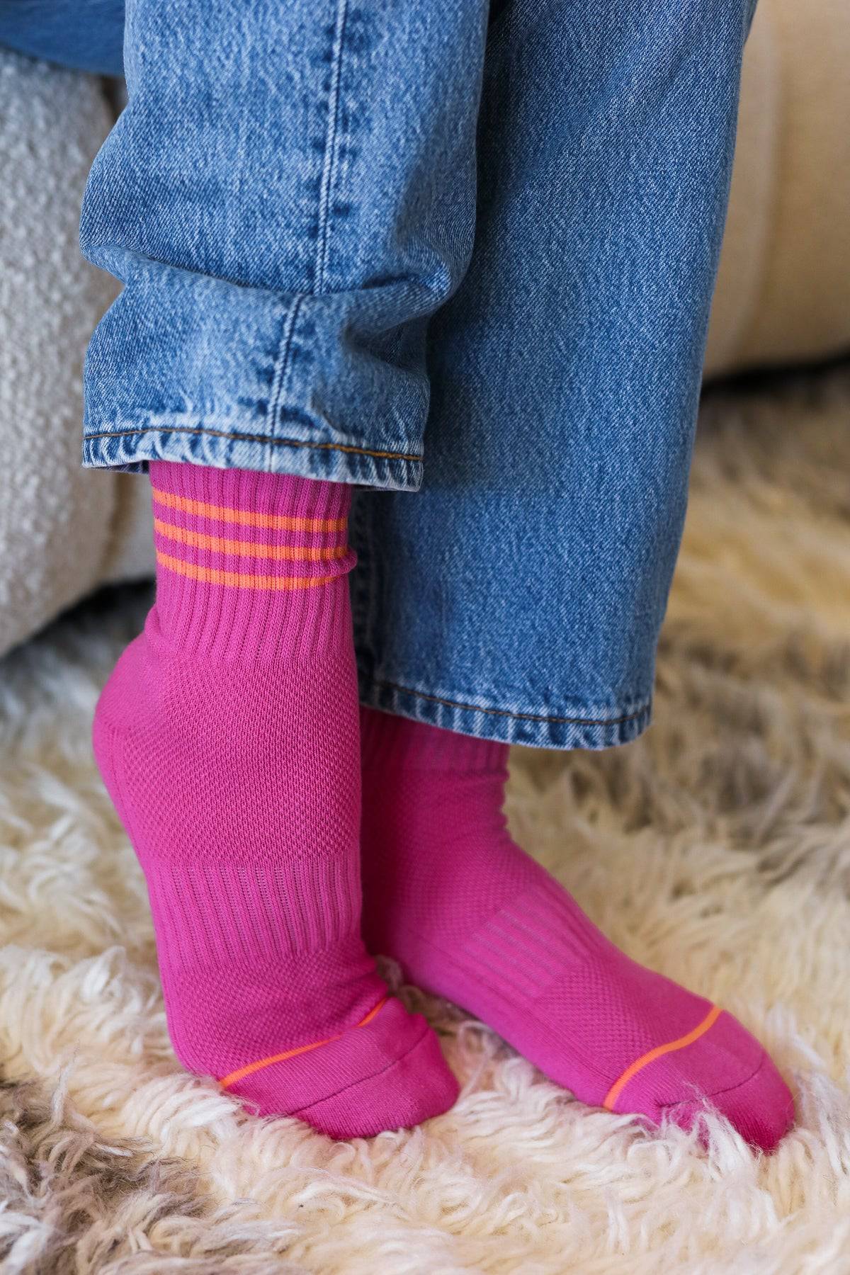 Fuchsia Sporty Ankle Socks