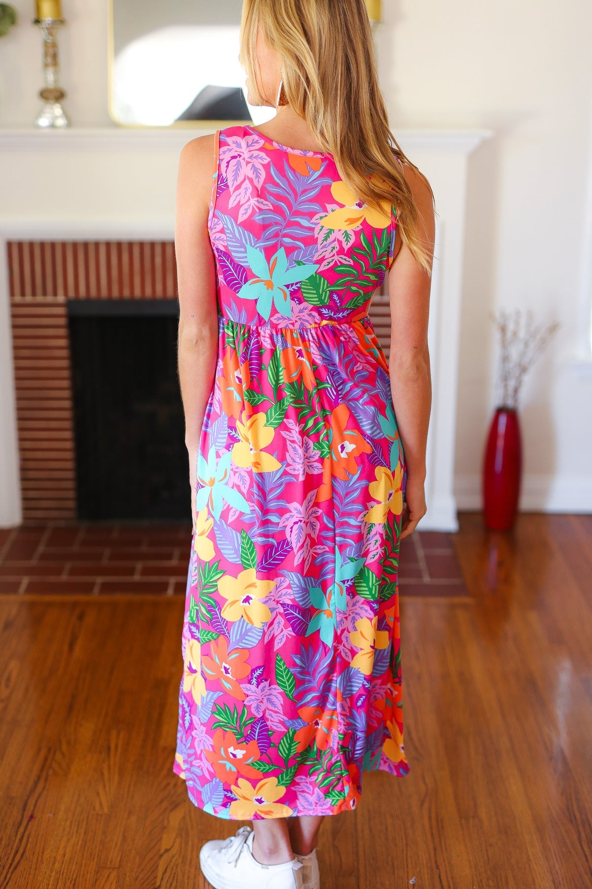 Diva Dreams Multicolor Tropical Floral Fit & Flare Maxi Dress - Luxe Mod 