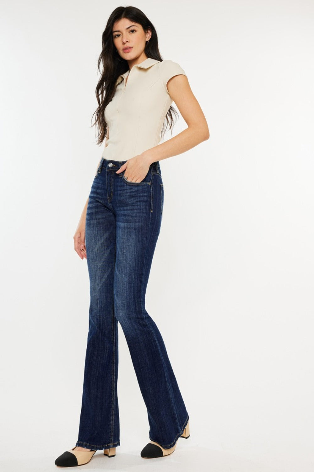 Kancan Full Size Mid Rise Slim Flare Jeans - Luxe Mod 