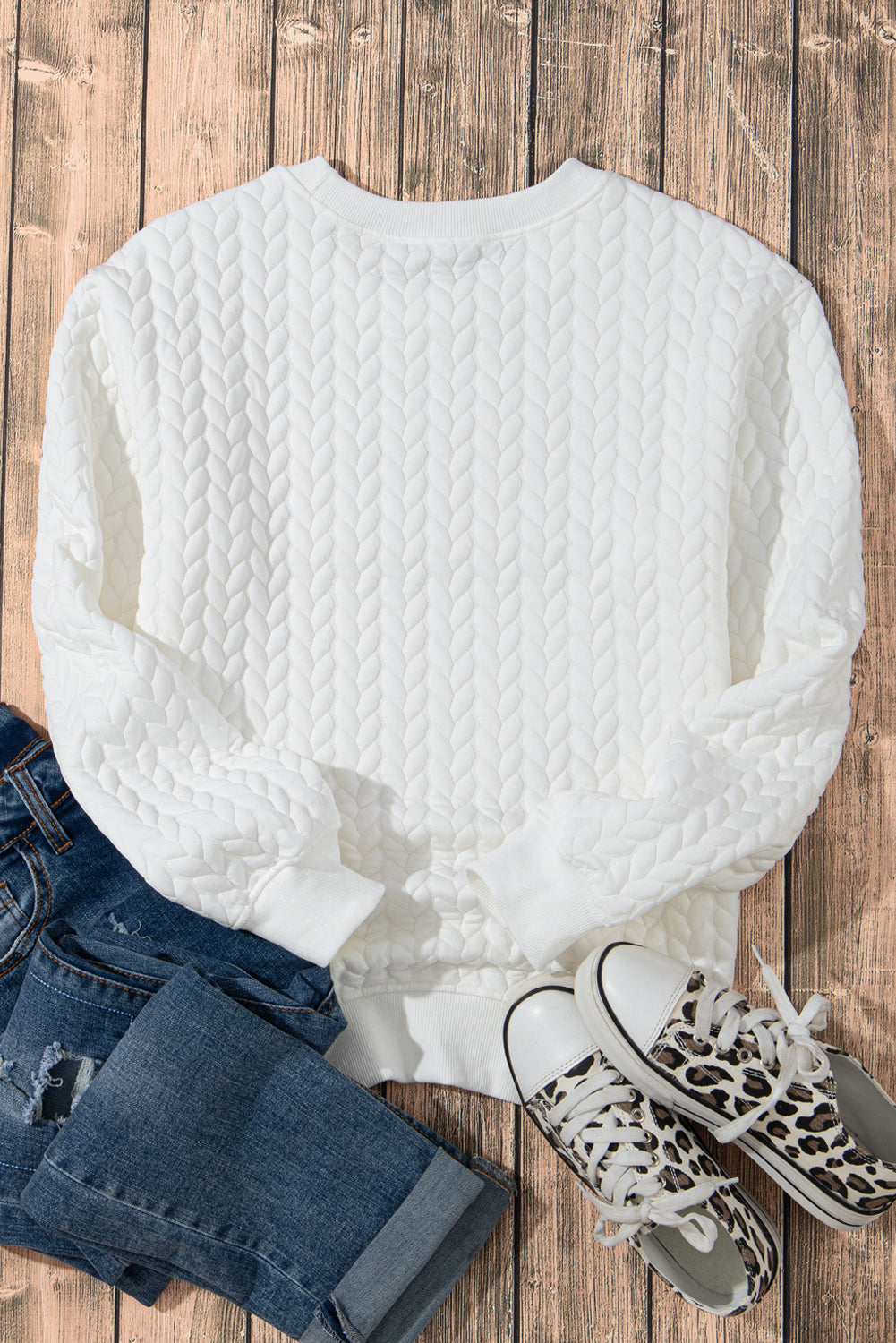 White Merry and Bright Quilted Sweatshirt - Luxe Mod 