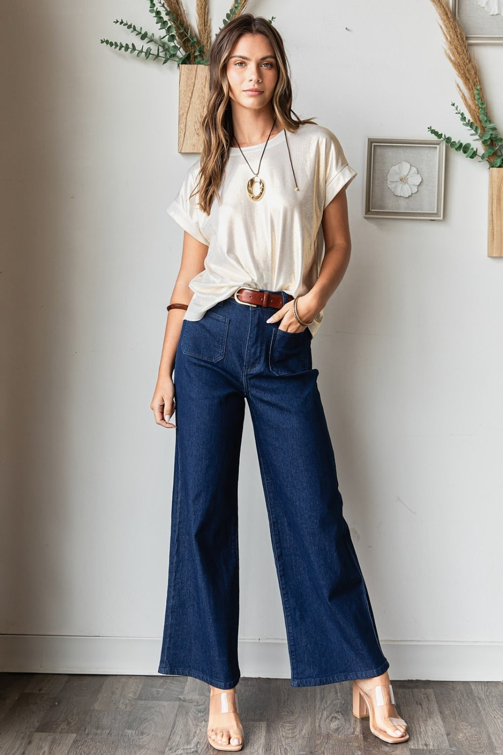 Mittoshop High Waist Wide Leg Jeans - Luxe Mod 