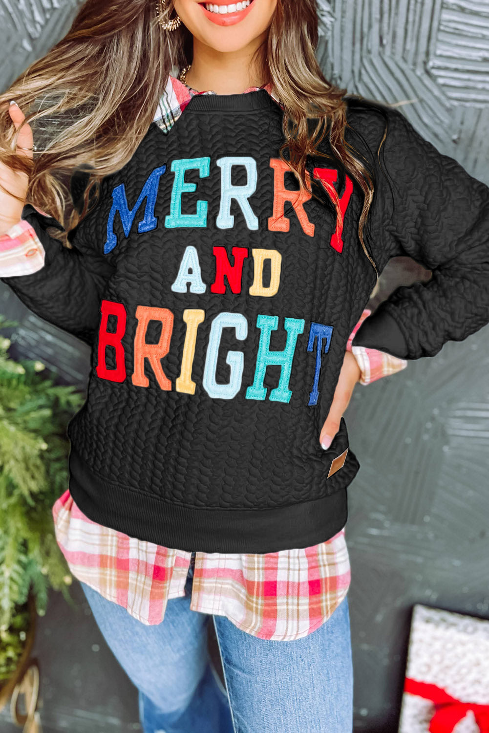 White Merry and Bright Quilted Sweatshirt - Luxe Mod 