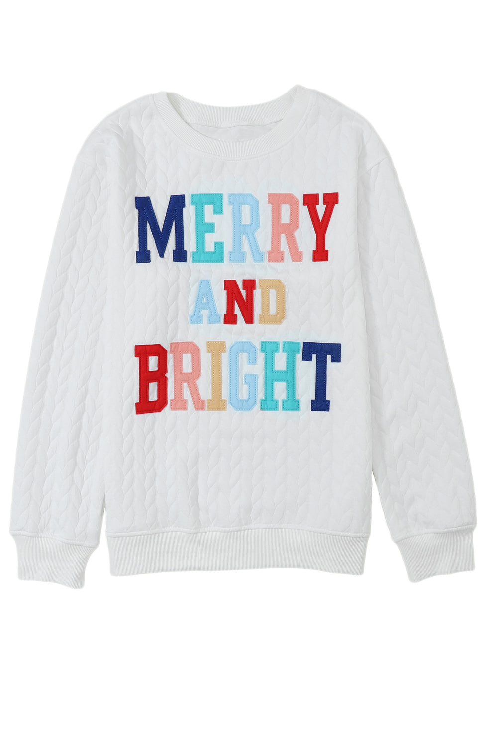 White Merry and Bright Quilted Sweatshirt - Luxe Mod 