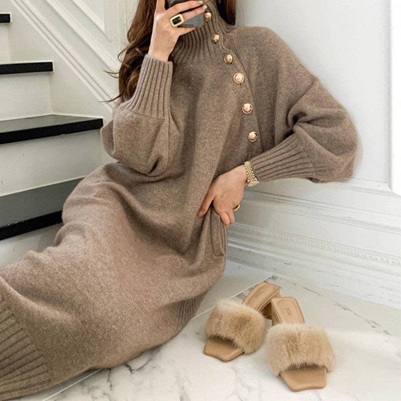 Solid Color Long Over-The-Knee Sweater As Base