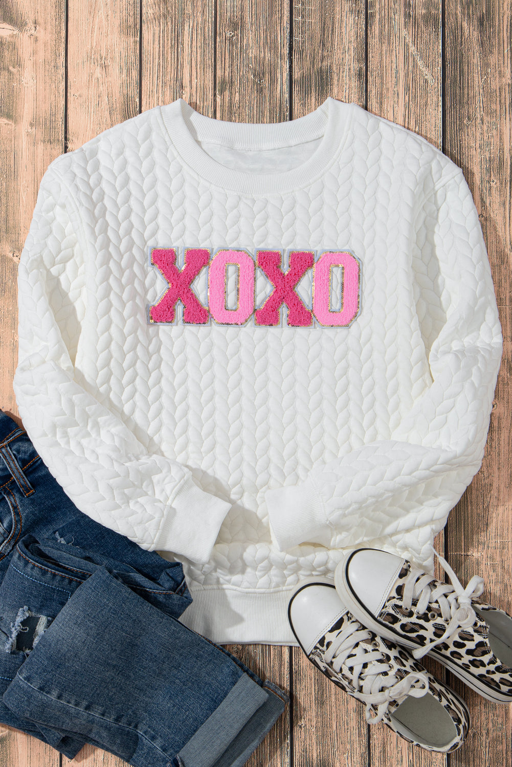 White Merry and Bright Quilted Sweatshirt - Luxe Mod 