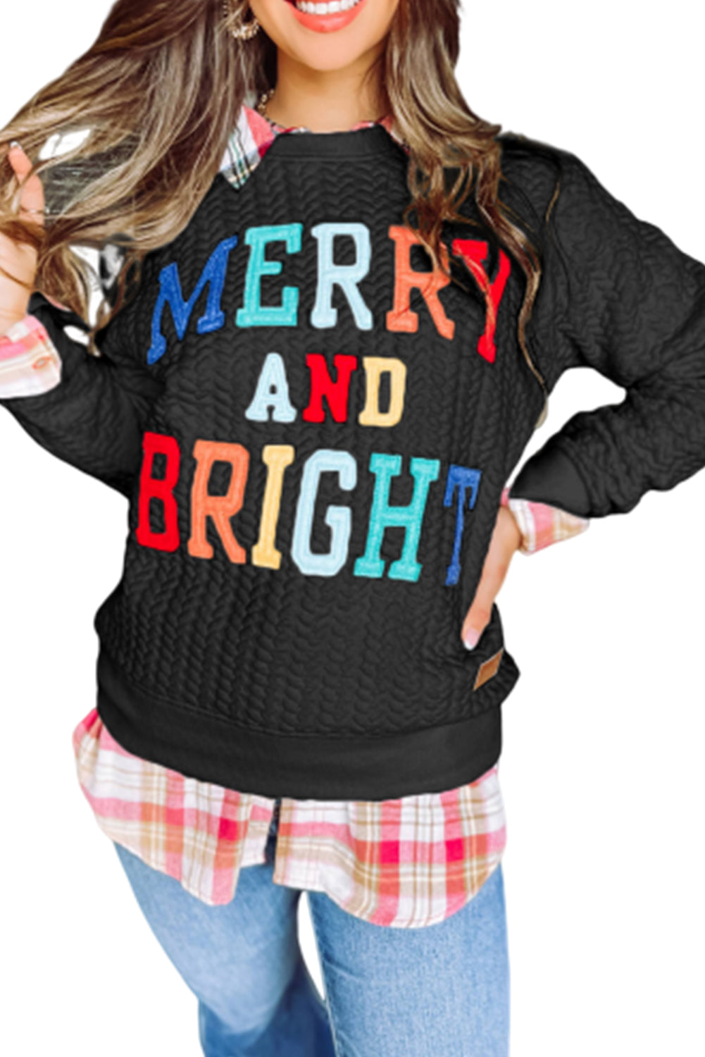 White Merry and Bright Quilted Sweatshirt - Luxe Mod 