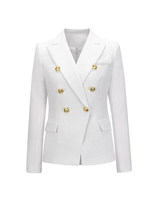 Buttoned Long Sleeves Notched Collar Outerwear Blazer