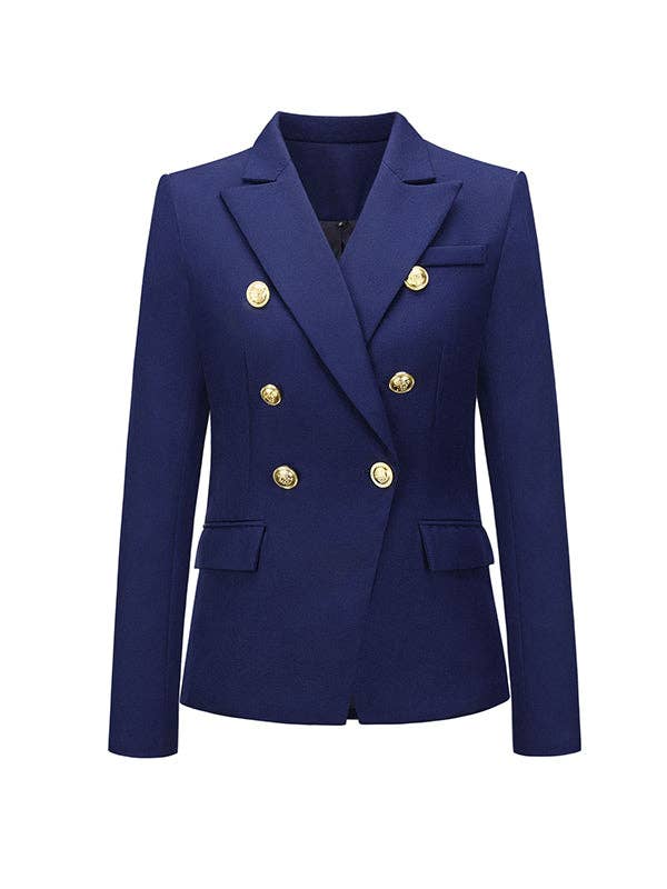 Buttoned Long Sleeves Notched Collar Outerwear Blazer