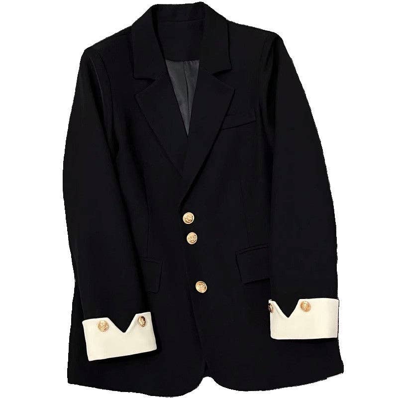 Leisure Style Color Block Sleeve Blazer