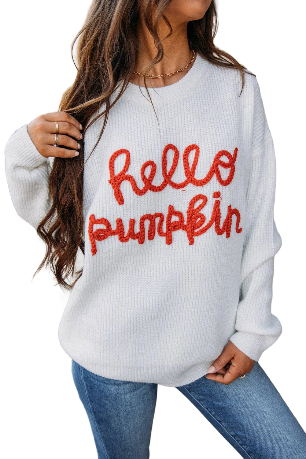 Flamingo Hello Pumpkin Graphic Sweater - Luxe Mod 