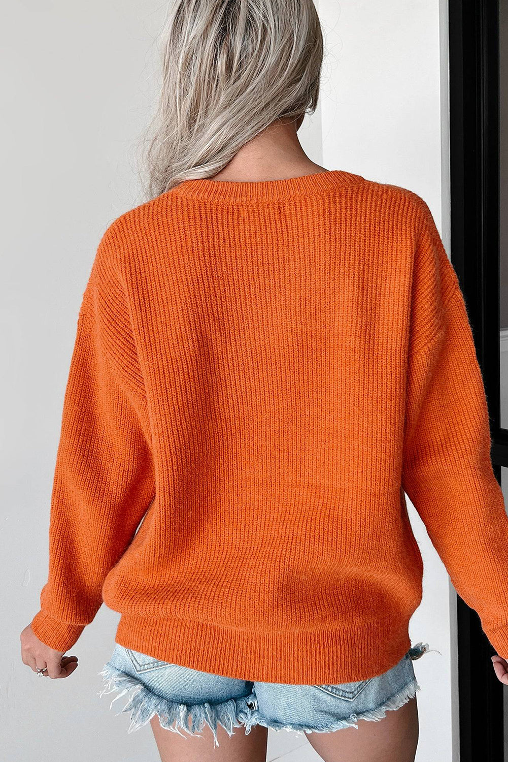 Flamingo Hello Pumpkin Graphic Sweater - Luxe Mod 