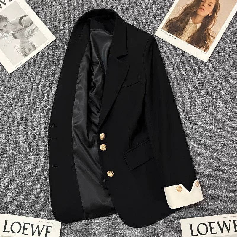 Leisure Style Color Block Sleeve Blazer