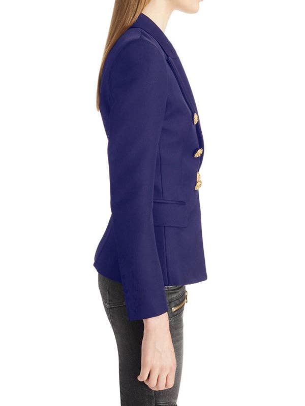 Buttoned Long Sleeves Notched Collar Outerwear Blazer