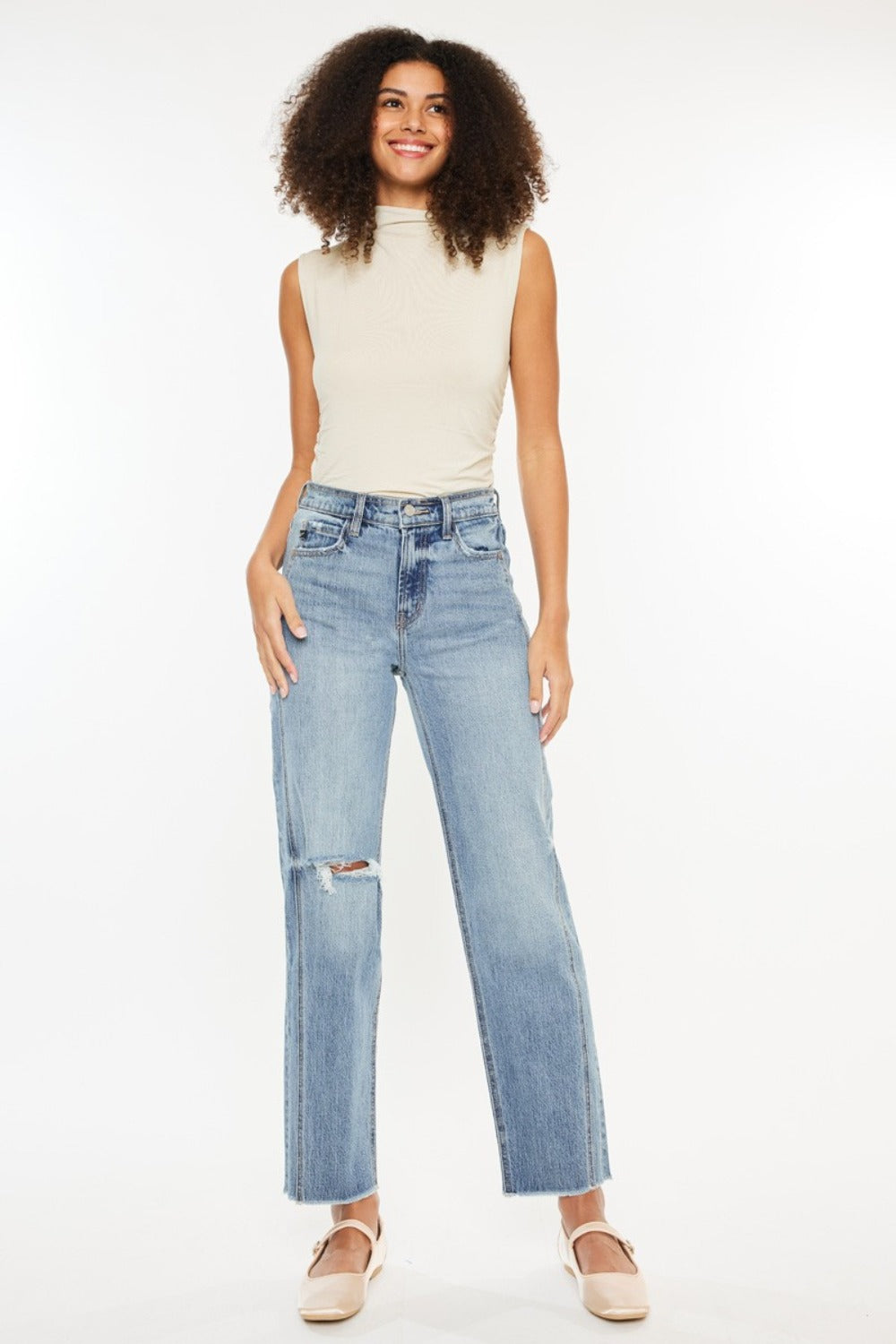 Kancan Ultra High Rise Distressed Straight Jeans - Luxe Mod 