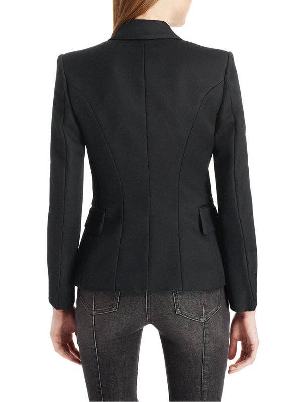 Buttoned Long Sleeves Notched Collar Outerwear Blazer