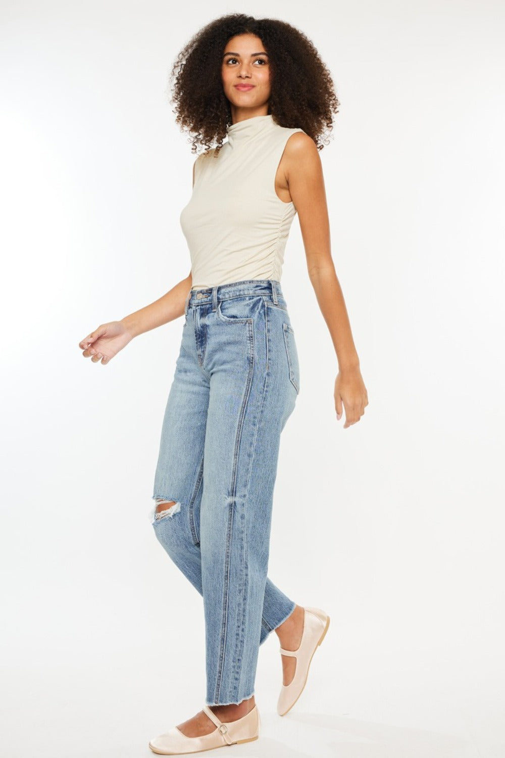 Kancan Ultra High Rise Distressed Straight Jeans - Luxe Mod 