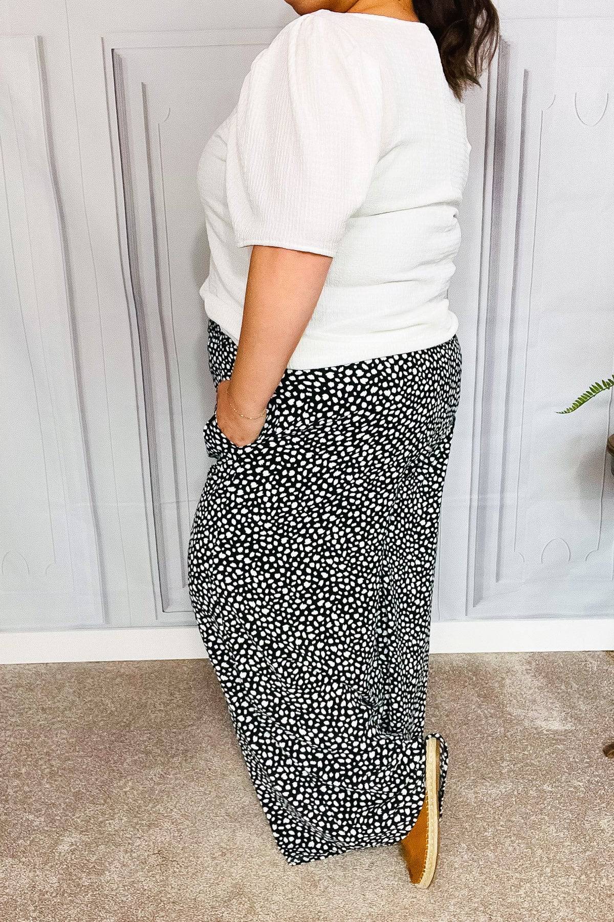 Let's Meet Up Black Animal Print Smocked Waist Palazzo Pants - Luxe Mod 