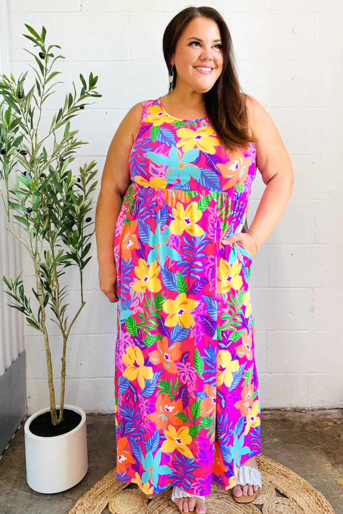 Diva Dreams Multicolor Tropical Floral Fit & Flare Maxi Dress - Luxe Mod 