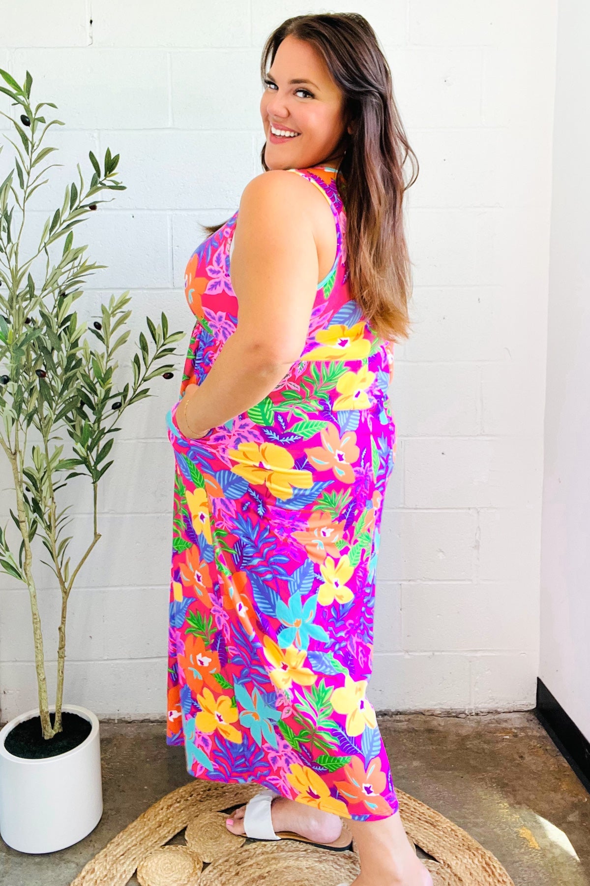 Diva Dreams Multicolor Tropical Floral Fit & Flare Maxi Dress - Luxe Mod 