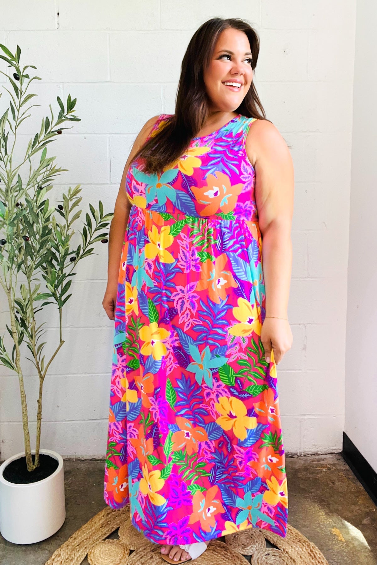 Diva Dreams Multicolor Tropical Floral Fit & Flare Maxi Dress - Luxe Mod 