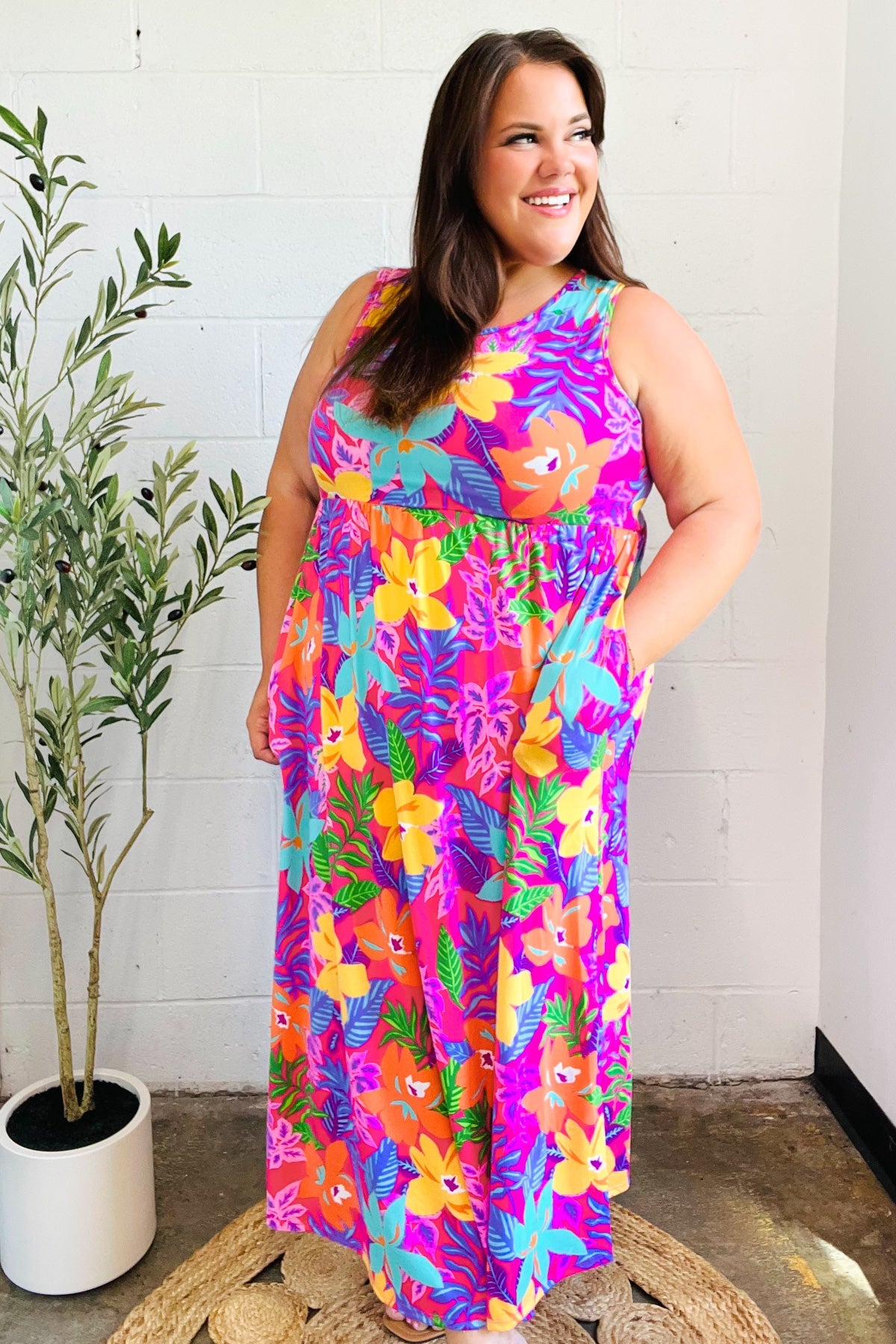 Diva Dreams Multicolor Tropical Floral Fit & Flare Maxi Dress - Luxe Mod 