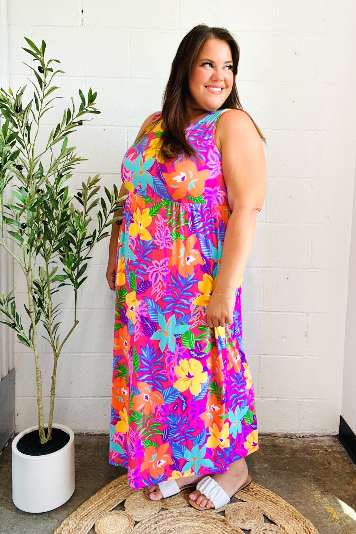 Diva Dreams Multicolor Tropical Floral Fit & Flare Maxi Dress - Luxe Mod 