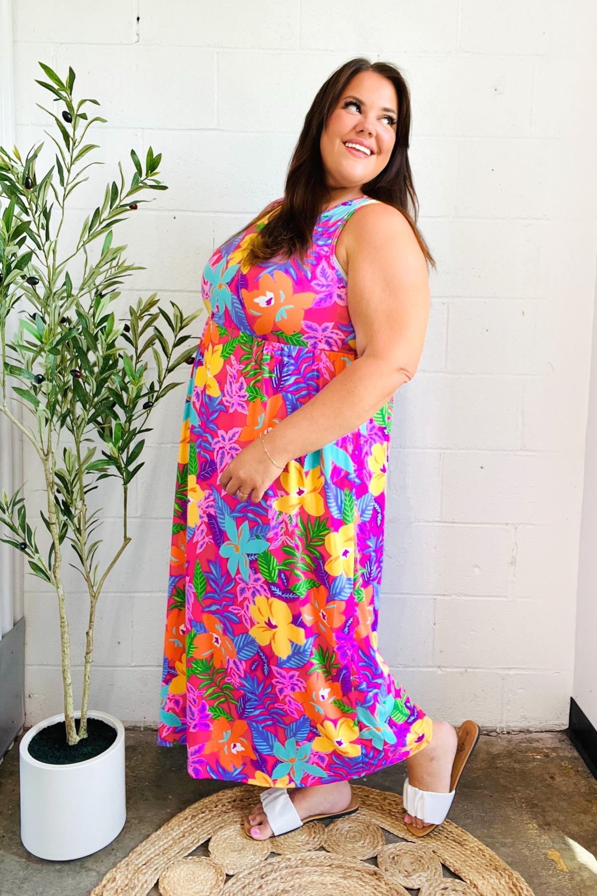 Diva Dreams Multicolor Tropical Floral Fit & Flare Maxi Dress - Luxe Mod 