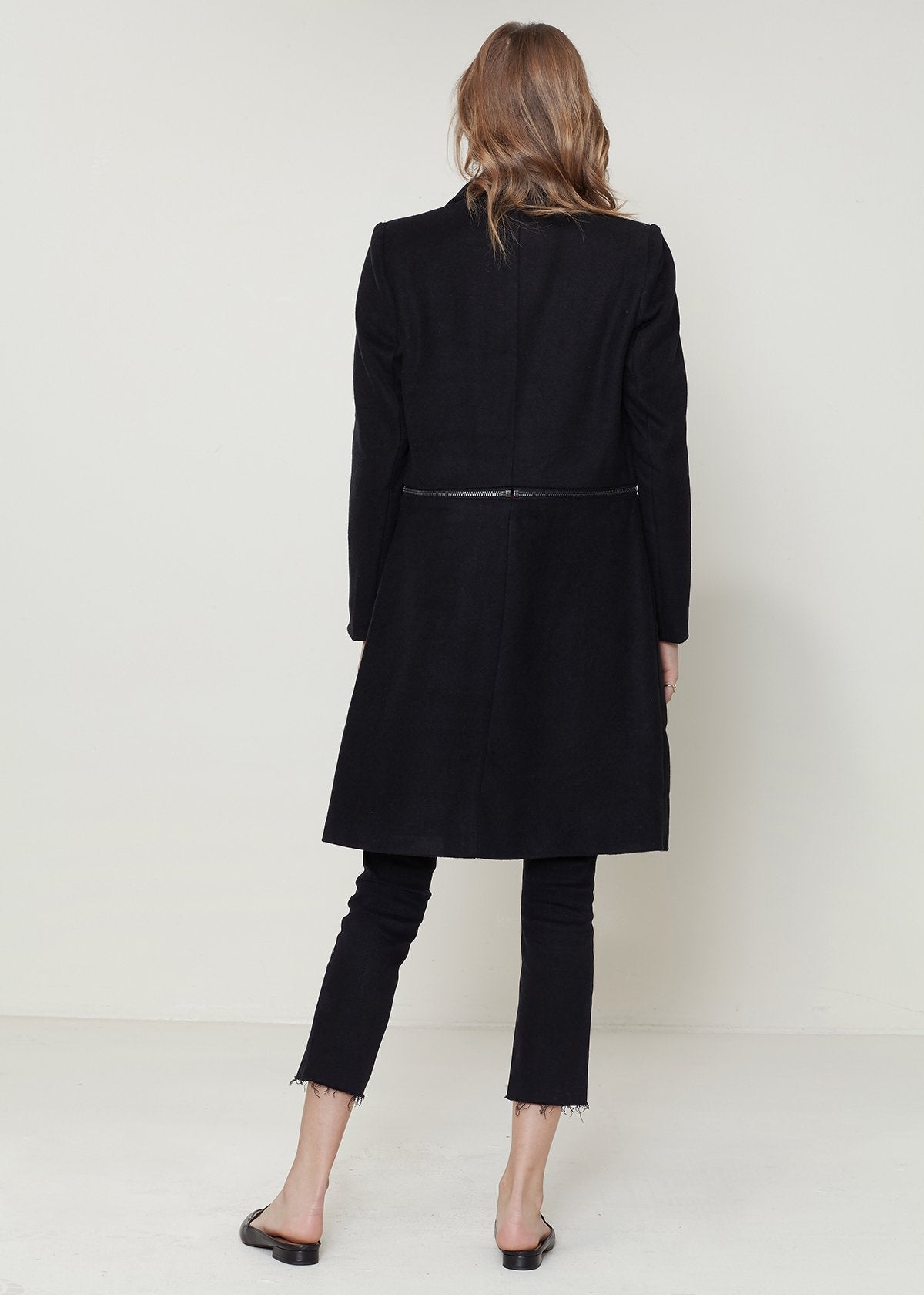 Women's Wool-blended Open Front Jacket In Black - Luxe Mod 