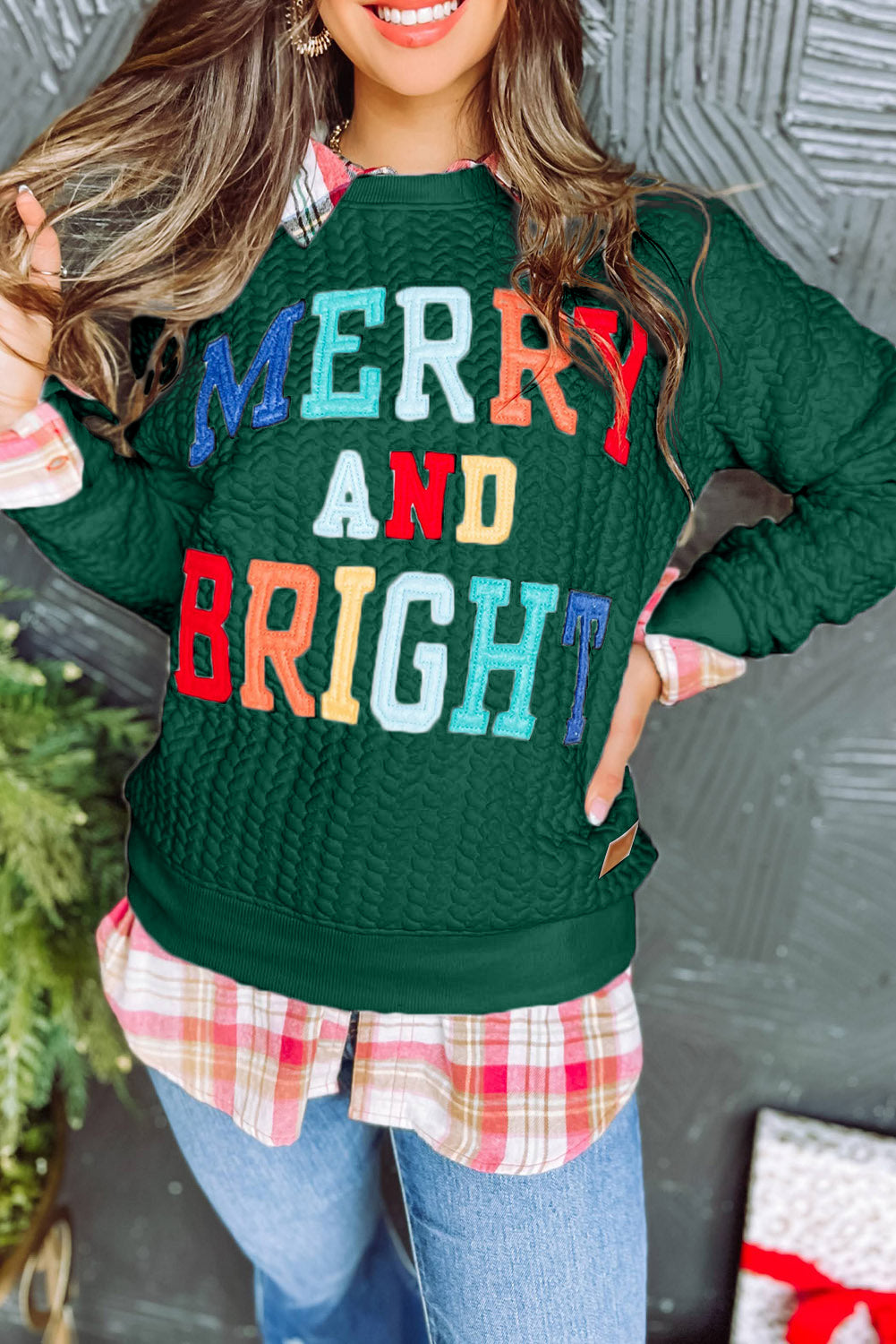 White Merry and Bright Quilted Sweatshirt - Luxe Mod 