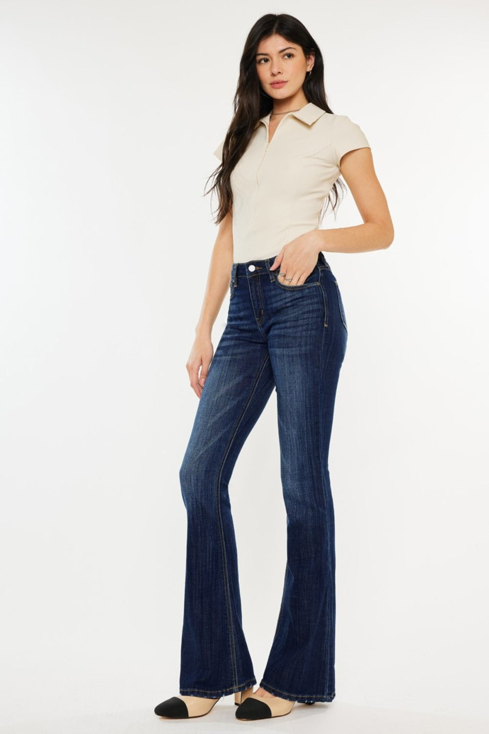 Kancan Full Size Mid Rise Slim Flare Jeans - Luxe Mod 