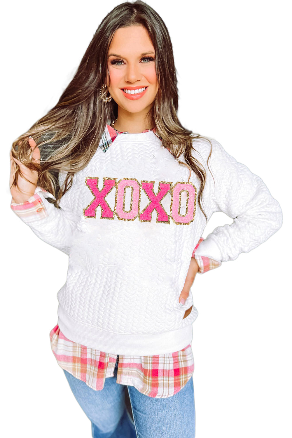 White Merry and Bright Quilted Sweatshirt - Luxe Mod 