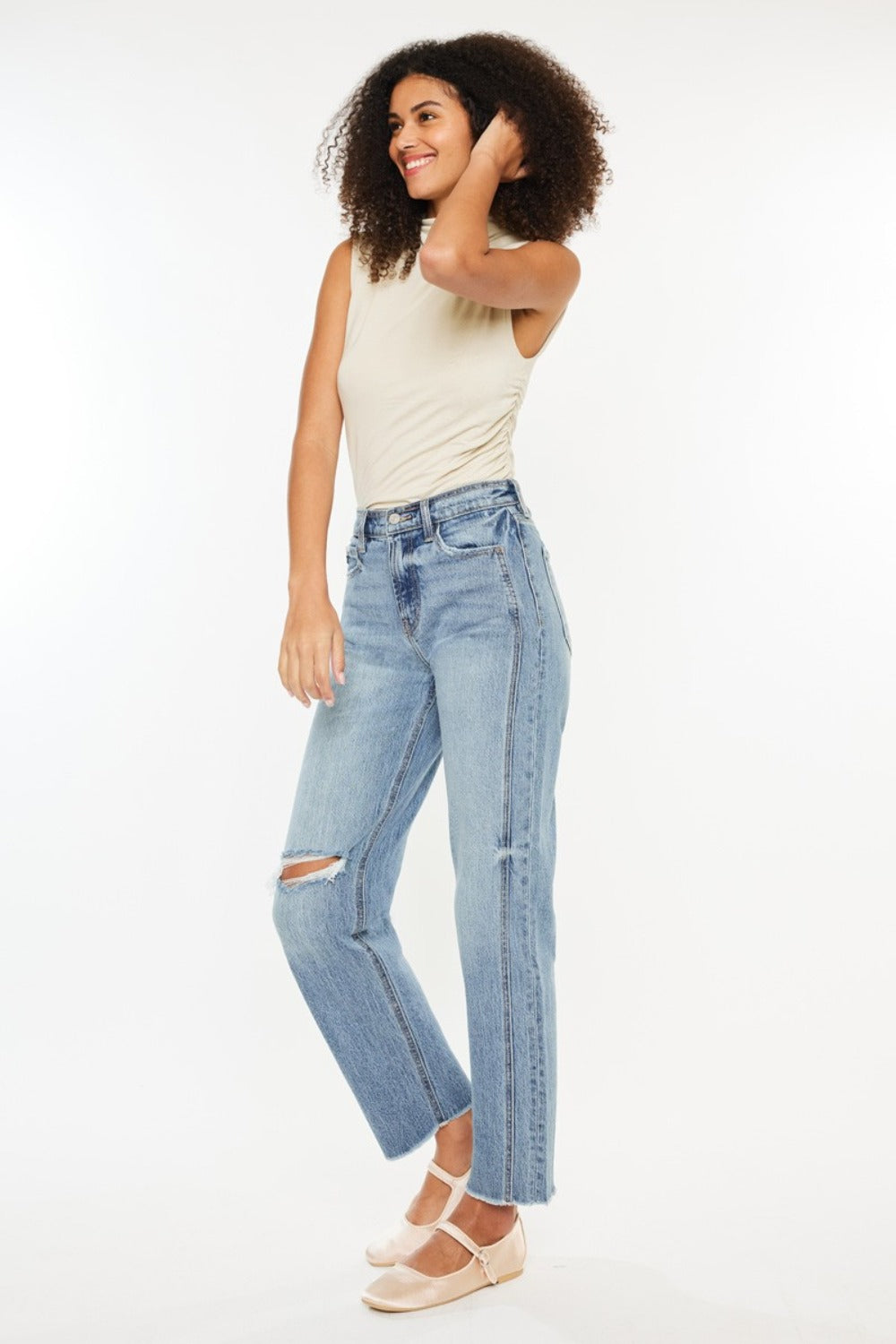 Kancan Ultra High Rise Distressed Straight Jeans - Luxe Mod 