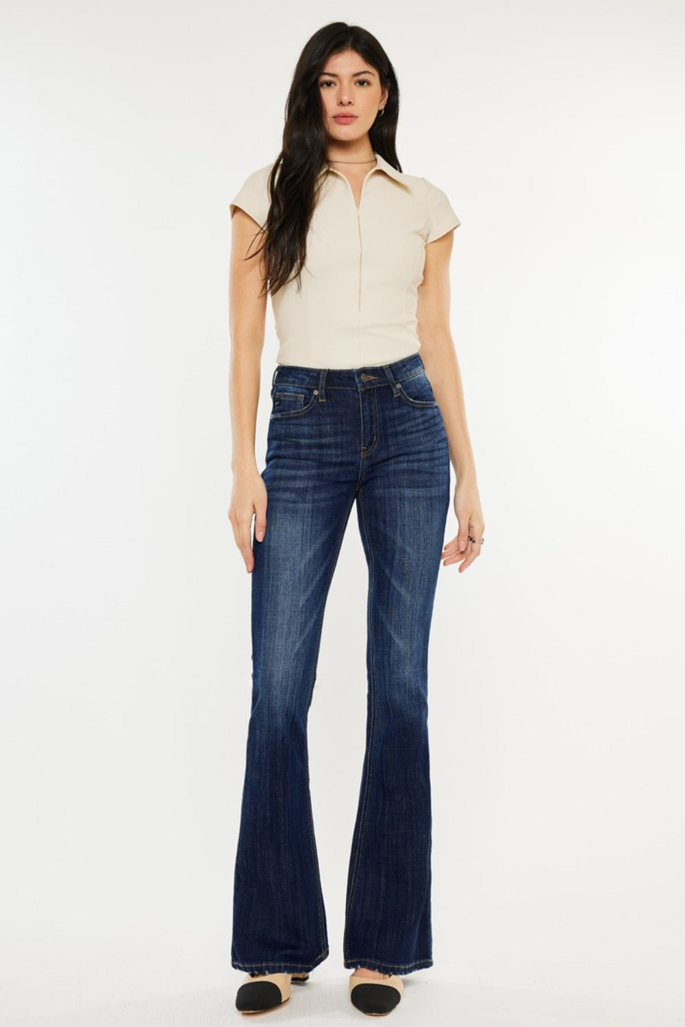 Kancan Full Size Mid Rise Slim Flare Jeans - Luxe Mod 