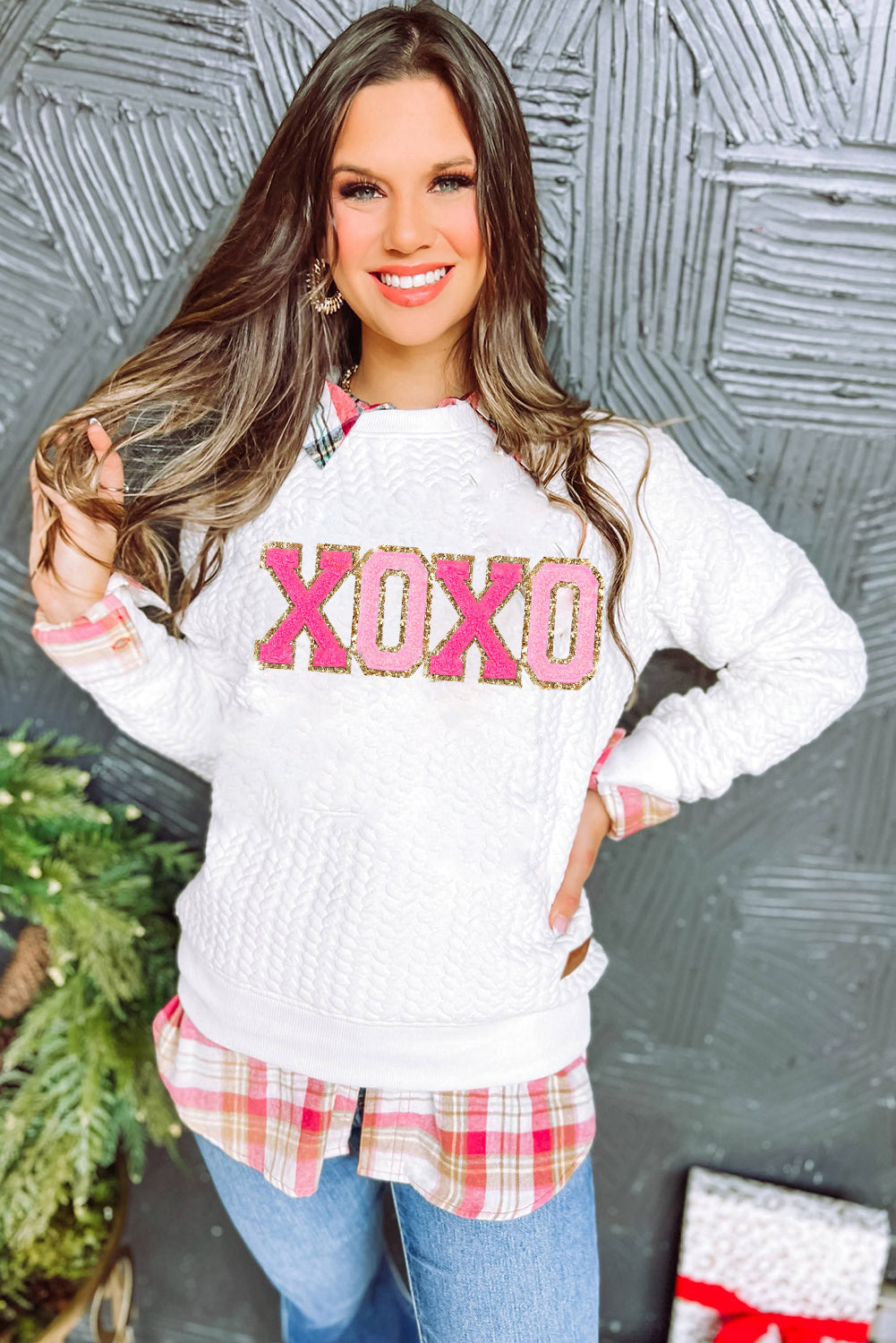 White Merry and Bright Quilted Sweatshirt - Luxe Mod 