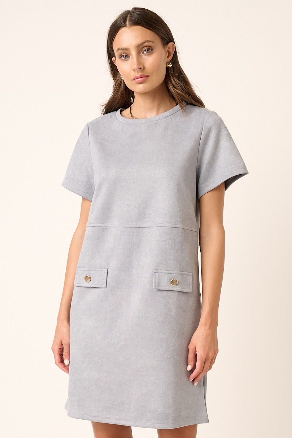 Mittoshop Suede Short Sleeve Mini Dress - Luxe Mod 