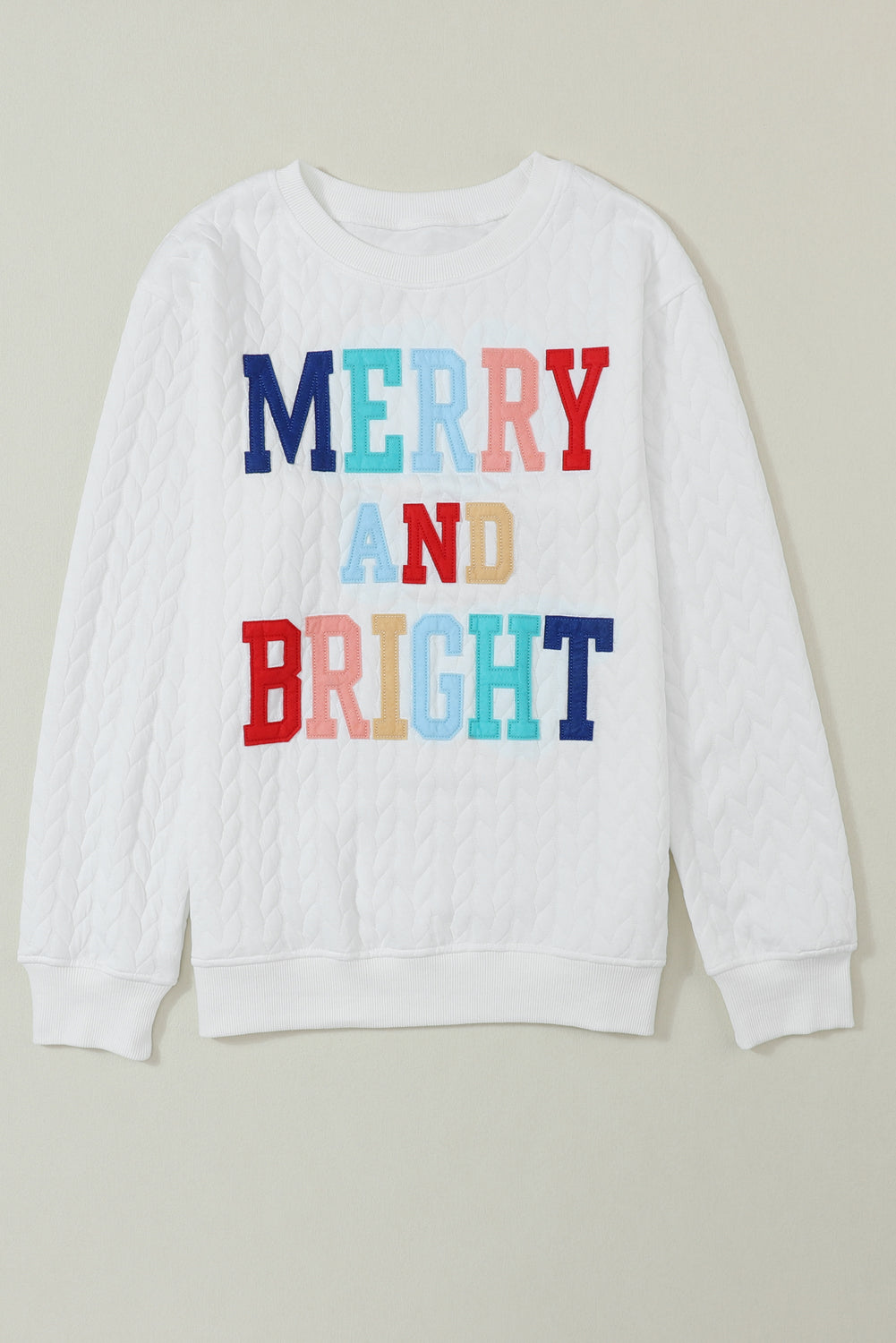 White Merry and Bright Quilted Sweatshirt - Luxe Mod 