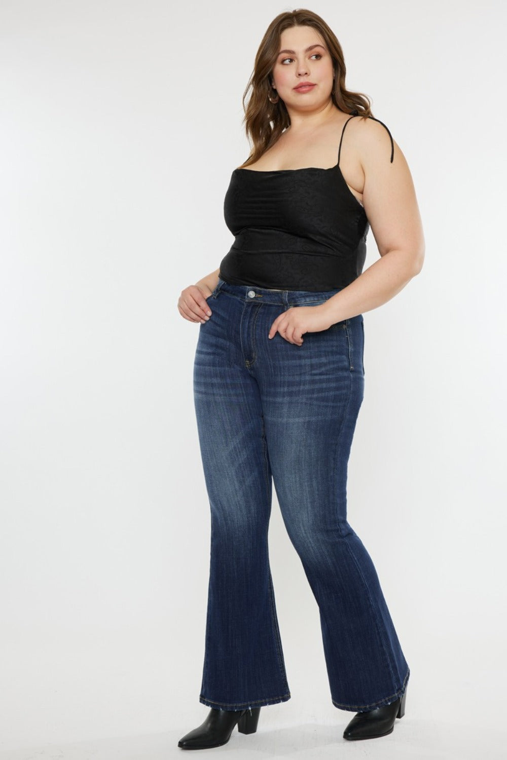 Kancan Full Size Mid Rise Slim Flare Jeans - Luxe Mod 